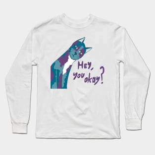 Concerned Blue Cat Long Sleeve T-Shirt